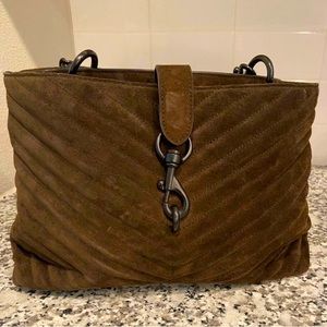 Rebecca Minkoff brown suede purse. Black hardware
